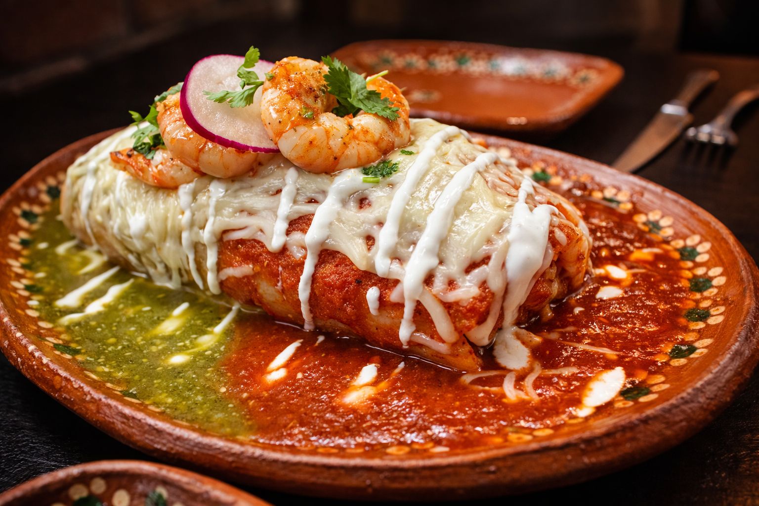 Burrito mojado mitad y mitad